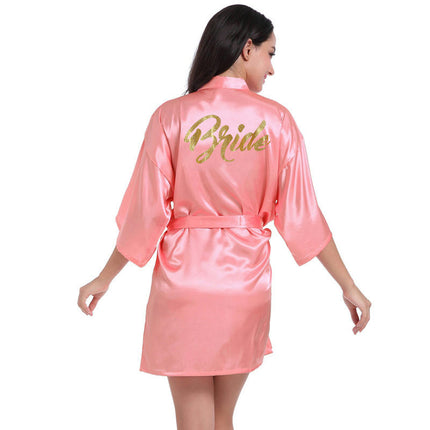 Women's Satin Robe Kimono Bathrobes for Bride Bridesmaid Wedding Party Robes-A8