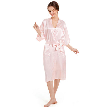 Women Satin Bride Bridesmaid Wedding Party Robes Sleepwear with Pockets