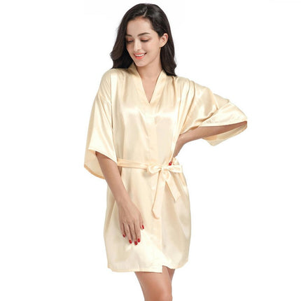 Women's Satin Robes Party Silky Robes Soft Kimono Bathrobe
