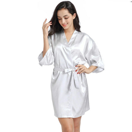 Women's Satin Robes Party Silky Robes Soft Kimono Bathrobe