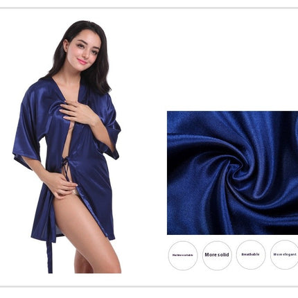 Women's Satin Robes Party Silky Robes Soft Kimono Bathrobe