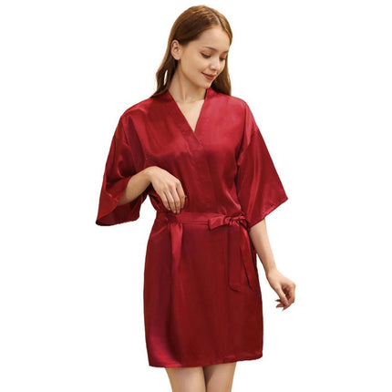 Women's Satin Robes Party Silky Robes Soft Kimono Bathrobe
