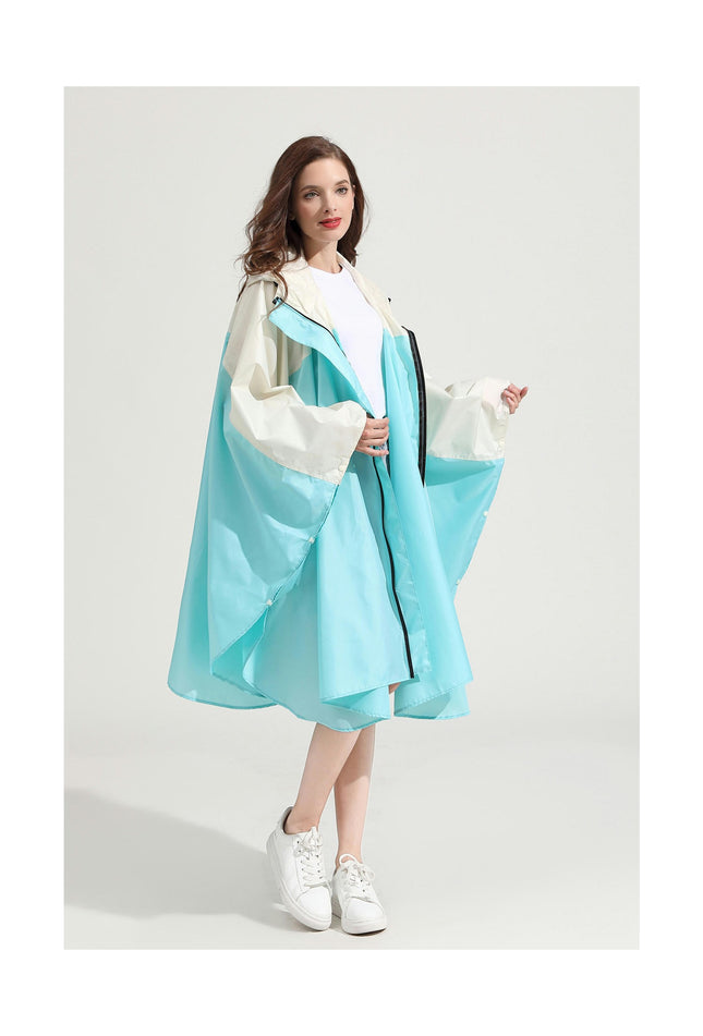 Rain Poncho Jacket Coat for Adults Hooded Waterproof with Zipper Outdoor Women's Raincoats