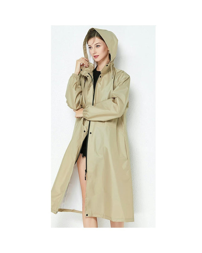 Women's Long Raincoats Waterproof Hooded Windbreaker Jacket Outdoor Lightweight Travel Rain Coats