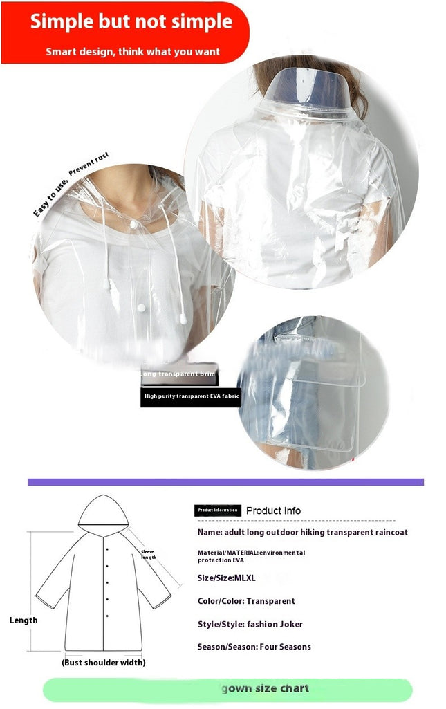 Raincoats Women's Raincoat Portable EVA Rain Coats Reusable Rain Poncho with Hood
