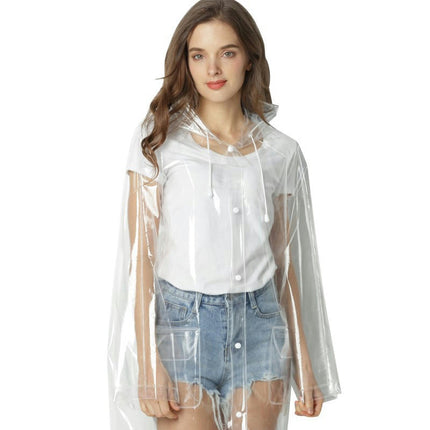 Raincoats Women's Raincoat Portable EVA Rain Coats Reusable Rain Poncho with Hood