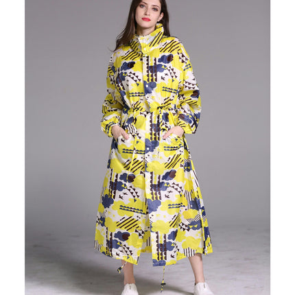 Women's Raincoats Long Waterproof Raincoat Poncho with Pocket windbreaker Jacket for Outdoor