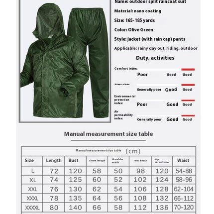 Rain Suit, Rain Gear for Men Women Waterproof Work Lightweight Raincoats,Raincoat and Rain Pants