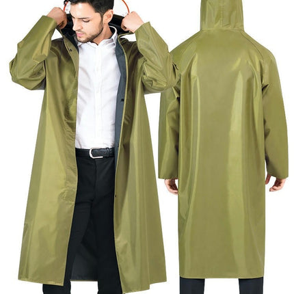Men's Waterproof Rain Jacket with Hood Lightweight Windproof Outdoor Active Long Raincoat