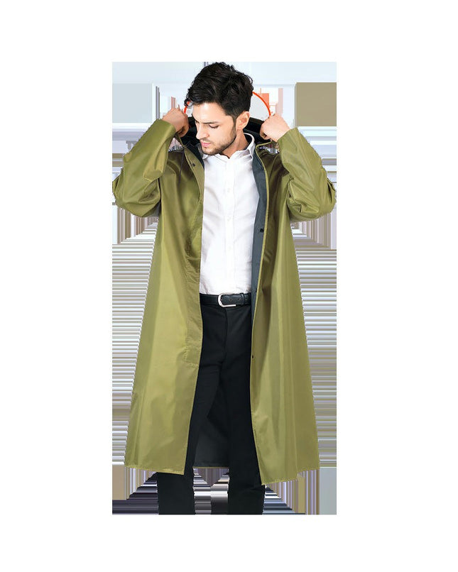 Men's Waterproof Rain Jacket with Hood Lightweight Windproof Outdoor Active Long Raincoat