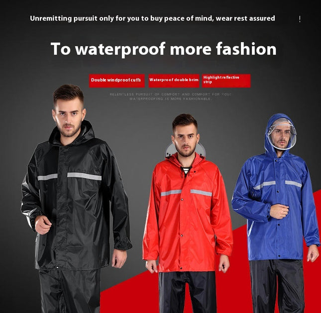 Men's Raincoats Waterproof Rain Jacket Reflective Raincoat And Rain Pants Outdoor Raincoat Suit