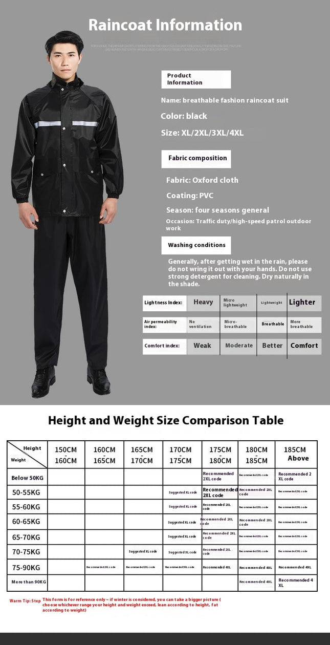 Men's Raincoats Lightweight Rain Jacket Reflective Raincoat and Rain Pants Outdoor Raincoat Suit
