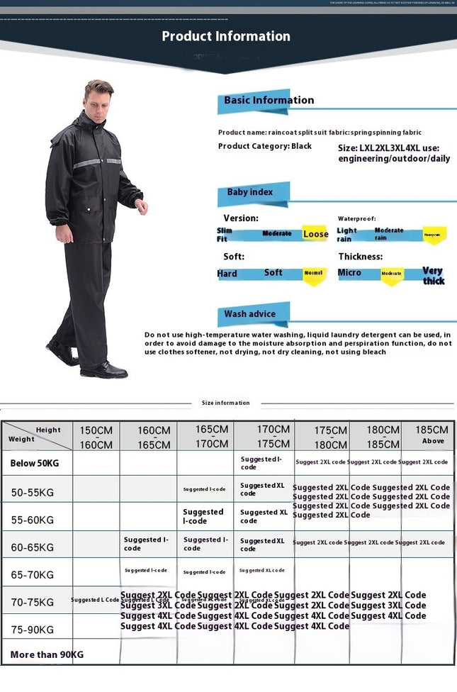 Rain Suit, Waterproof Raincoat Breathable Lightweight Raincoat and Rain Pants for Men