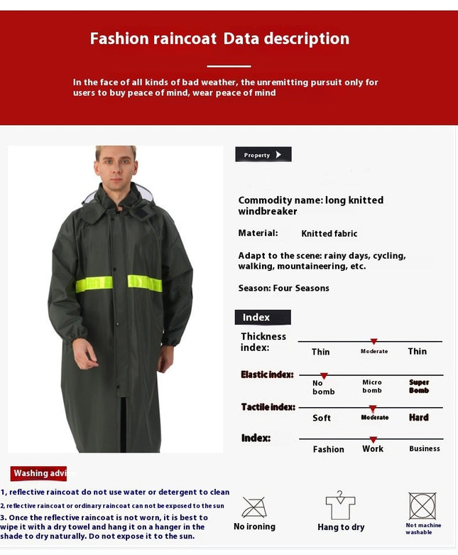 Men's Raincoats Long Raincoat poncho Outdoor Reflective Waterproof Rain Jacket for Cycling
