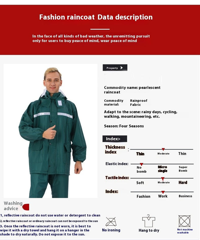 Men's Raincoat Hooded Raincoats Waterproof Reflective Unisex Raincoat for Outdoor