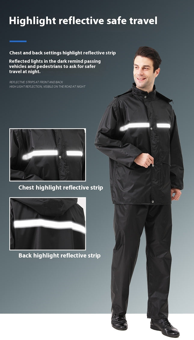 Rain Suit for Men and Women, Waterproof Motorcycle Raincoat with Reflective Rain Jacket and Rain Pants