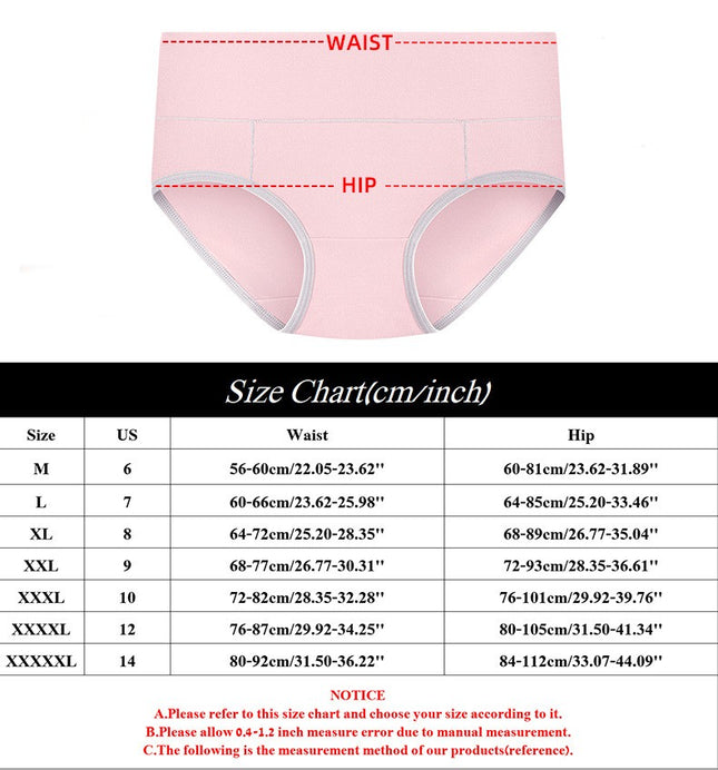 6 Pack Women's Cotton Hipster Panties High Waist Ladies Briefs