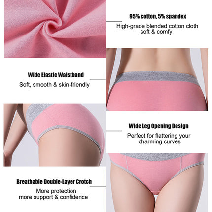 4 Pack Women's Cotton Hipster Panties Mid Waist Ladies Soft Briefs 1