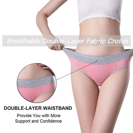 4 Pack Women's Cotton Hipster Panties Mid Waist Ladies Soft Briefs 2