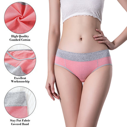 4 Pack Women's Cotton Hipster Panties Mid Waist Ladies Soft Briefs 1