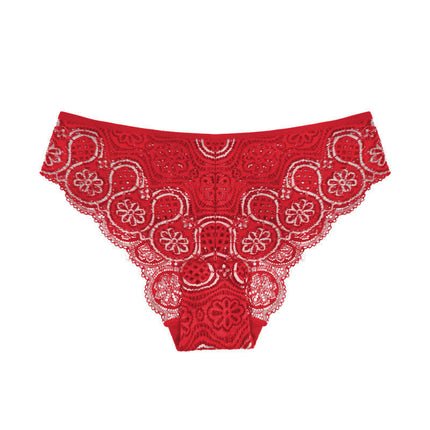 Women's Sexy Underwear Lace Panties Mid Waisted Breathable Brief