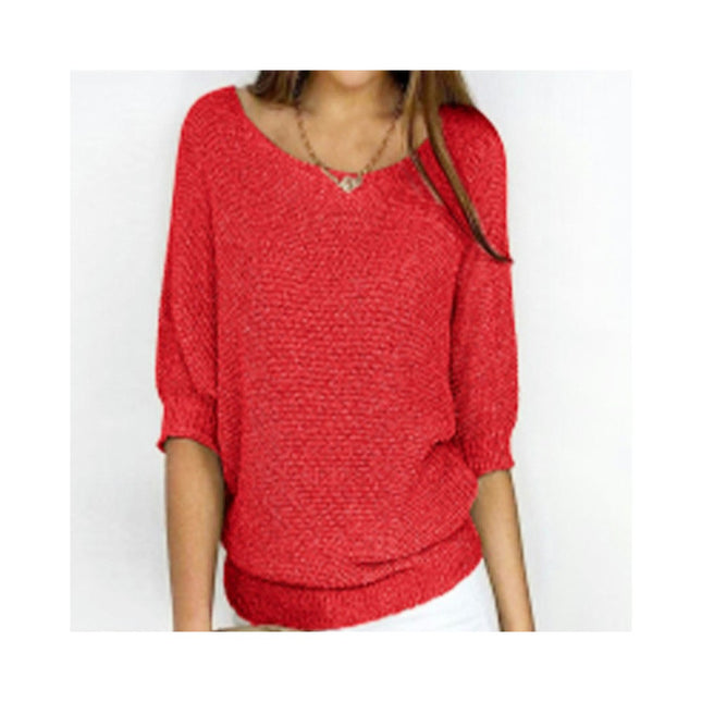 Women's 3/4 Sleeve Knit Crew Neck Pullover Top Commuter Elegant Air Conditioner Shirt