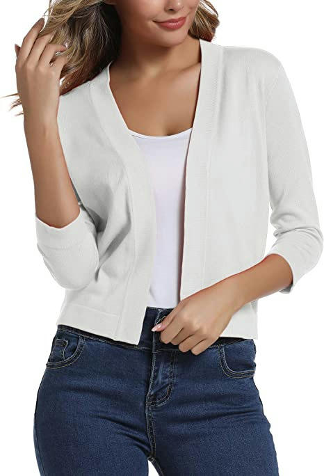 Women's Long Sleeve Short Cardigan Sweater Lightweight Knit Shrug Spring and Fall Jacket