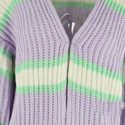 Colorful Long Sleeve Big Size Patchwork Fashion Cardigan Women Sweater Jacket