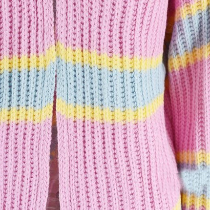 Colorful Long Sleeve Big Size Patchwork Fashion Cardigan Women Sweater Jacket