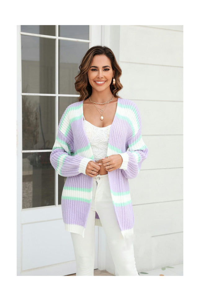 Colorful Long Sleeve Big Size Patchwork Fashion Cardigan Women Sweater Jacket