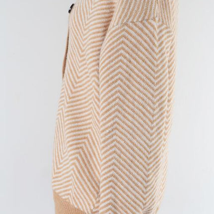 Women's Black and White Striped Cardigan Sweater Colorblocked Button Knit Top V-Neck Jacket