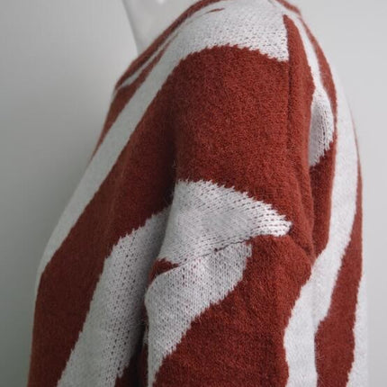 Womens Sweater Pullover Casual Long Sleeve Crewneck Color Block Pullover Knit Sweater
