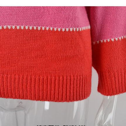 Women's Sweater Leopard Multi-color Patchwork Long Sleeve Pullover Knit Sweater