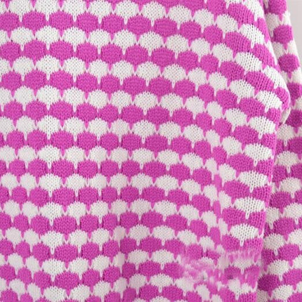 Women's Long Sleeve Round Neck Plaid Intercolor Pullover Knit Sweater Bottom Sweater
