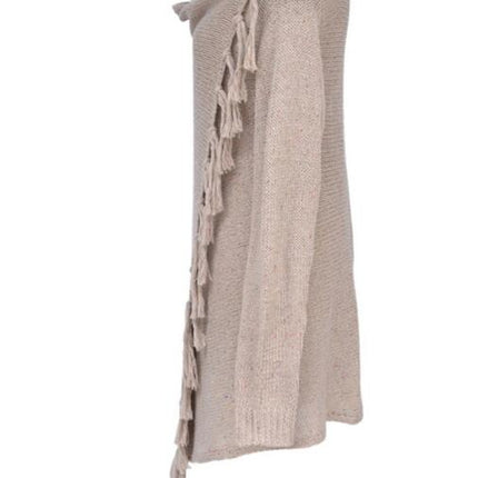 Women's Long Irregular Knit Cardigan Tassel Knit Pullover Sweater Jacket