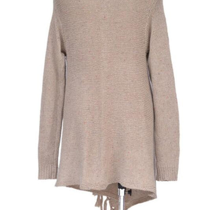 Women's Long Irregular Knit Cardigan Tassel Knit Pullover Sweater Jacket