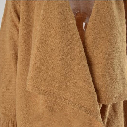 Women's Solid Color Long Knitted Cardigan OL Tongle Loose Fashionable Knitted Jacket