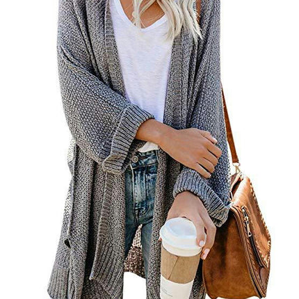 Women's Mid-length Large Size Coat Solid Color Loose Split Knit Sweater Cardigan