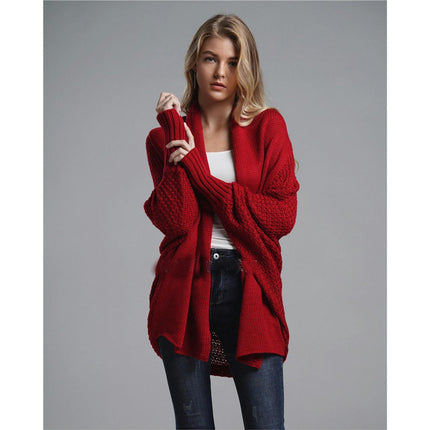 Women's Cardigan Batwing Sleeve Knit Oversized Long Cardigan Sweater Jacket