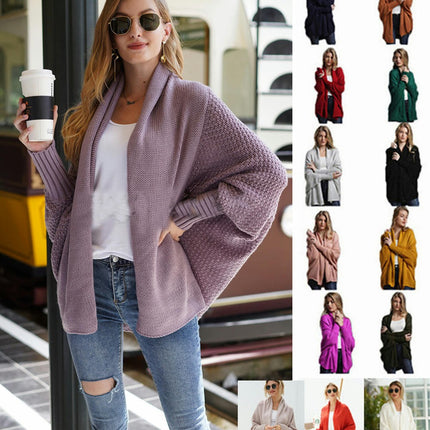 Women's Cardigan Batwing Sleeve Knit Oversized Long Cardigan Sweater Jacket