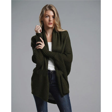 Women's Cardigan Batwing Sleeve Knit Oversized Long Cardigan Sweater Jacket