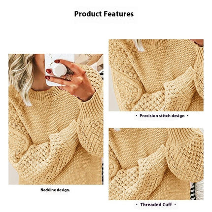 Women's Long Lightweight Crew Neck Sweater Tops Casual Soft Knit Pullover for Ladies