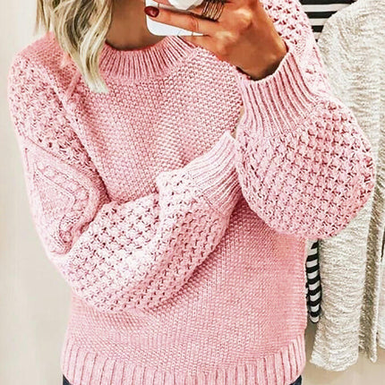 Women's Long Lightweight Crew Neck Sweater Tops Casual Soft Knit Pullover for Ladies