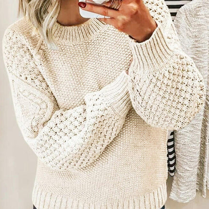 Women's Long Lightweight Crew Neck Sweater Tops Casual Soft Knit Pullover for Ladies