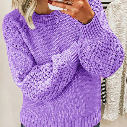 Women's Long Lightweight Crew Neck Sweater Tops Casual Soft Knit Pullover for Ladies