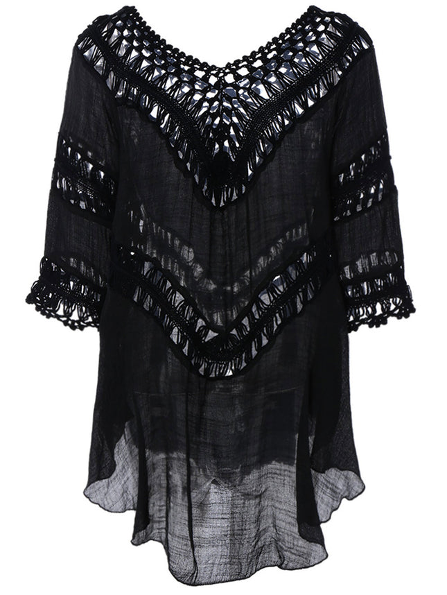 Womens Swimsuits Cover Ups Crochet Chiffon Beach Cover Bathing Suit Bikini Coverups Dress