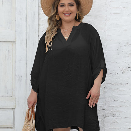 Women's Plus Size Cover Up Shirt V-Neck Swimsuit Beach Bikini Beachwear Dress
