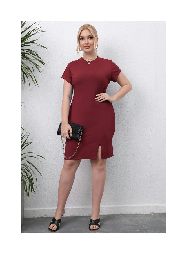 Women's Plus Size Summer Bodycon Short Sleeve Dress Crew Neck Basic Stretch Dresses
