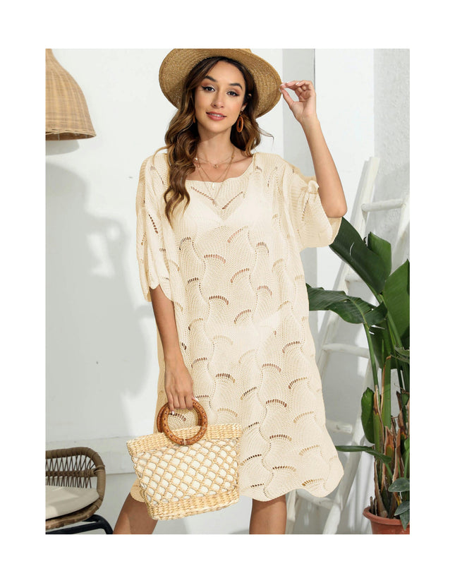 Women's Hollow Out Crochet Beach Dresses Knit Swimsuit Coverups