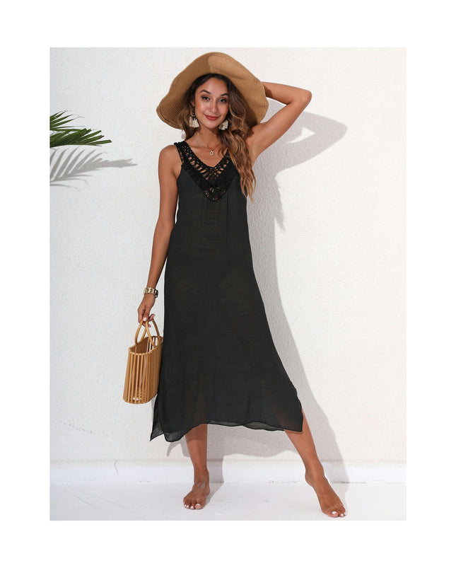 Womens Swimsuit Coverup Crochet V Neck Bathing Suit Beach Cover Ups Dress